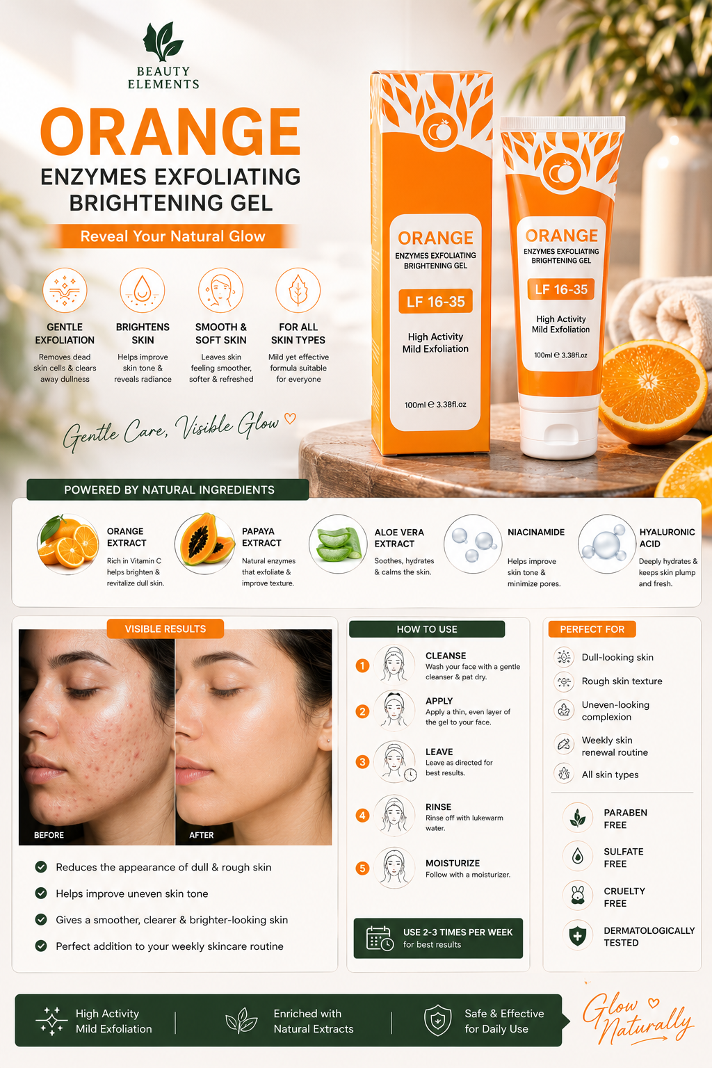 ORANGE ENZYMES EXFOLIATING BRIGHTENING GEL BUY ONE GET ONE FREE
